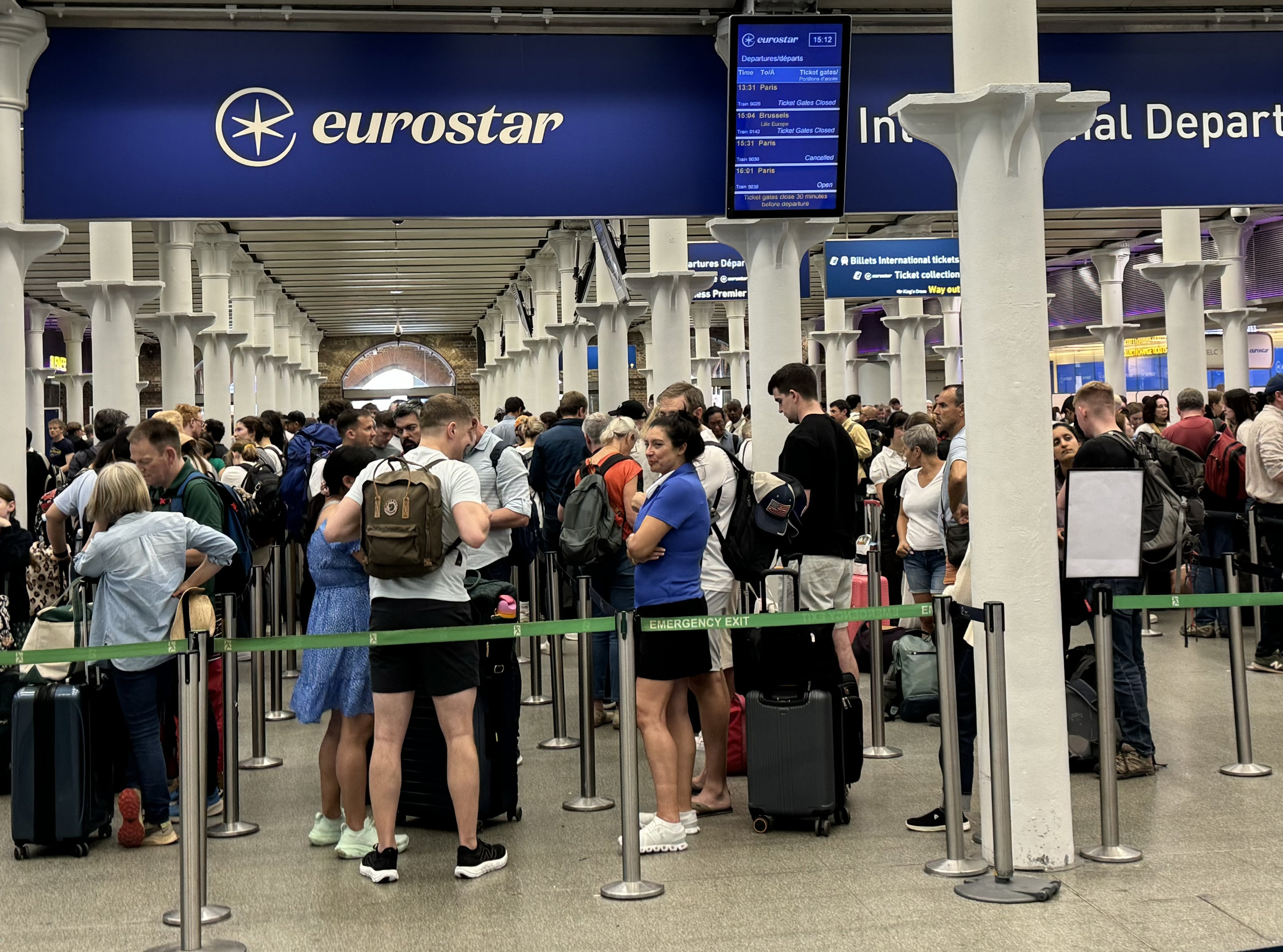 Passengers at the Eurostar terminal at St Pancras station in central London