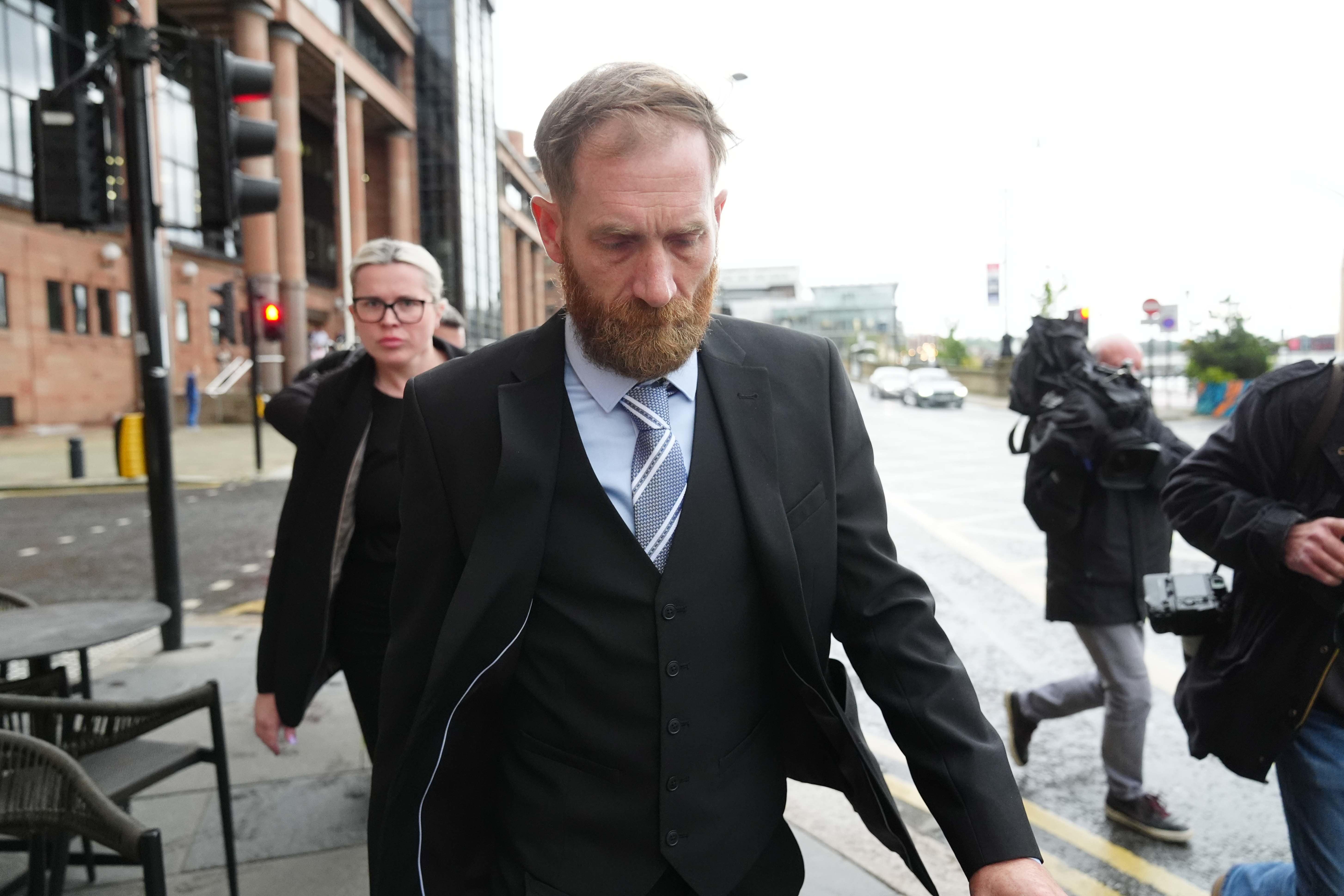 Daniel Graham leaving Newcastle Crown Court after a hearing in the case where he along with Adam Carruthers are accused of felling the Sycamore Gap tree (Owen Humphreys/PA)