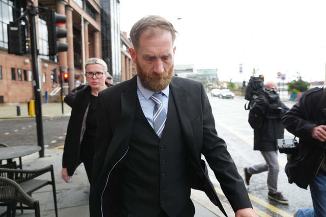 <p>Daniel Graham leaving Newcastle Crown Court after a hearing in the case where he along with Adam Carruthers are accused of felling the Sycamore Gap tree (Owen Humphreys/PA)</p>