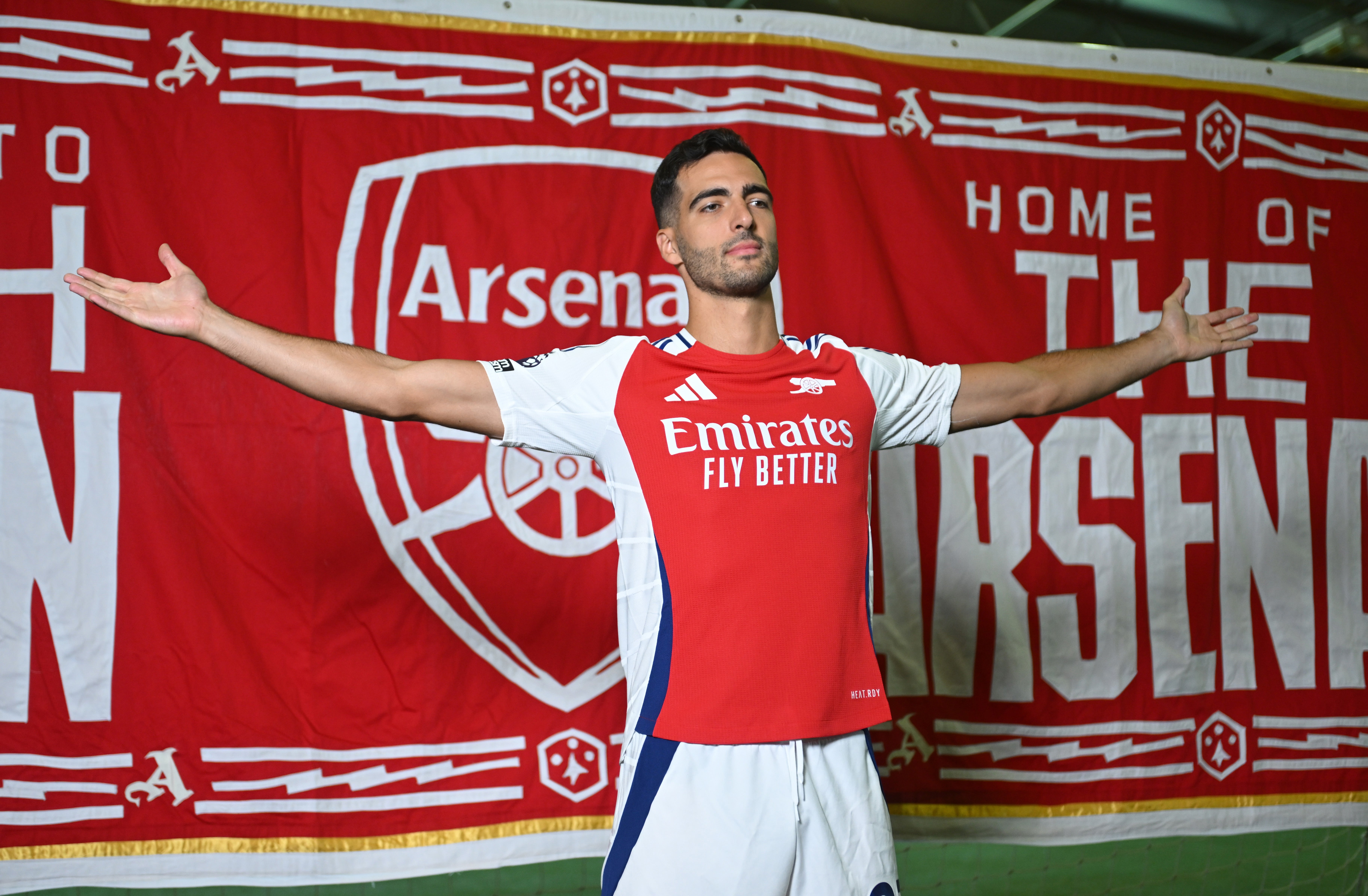 Mikel Merino poses at Arsenal’s traning ground after signing for the club