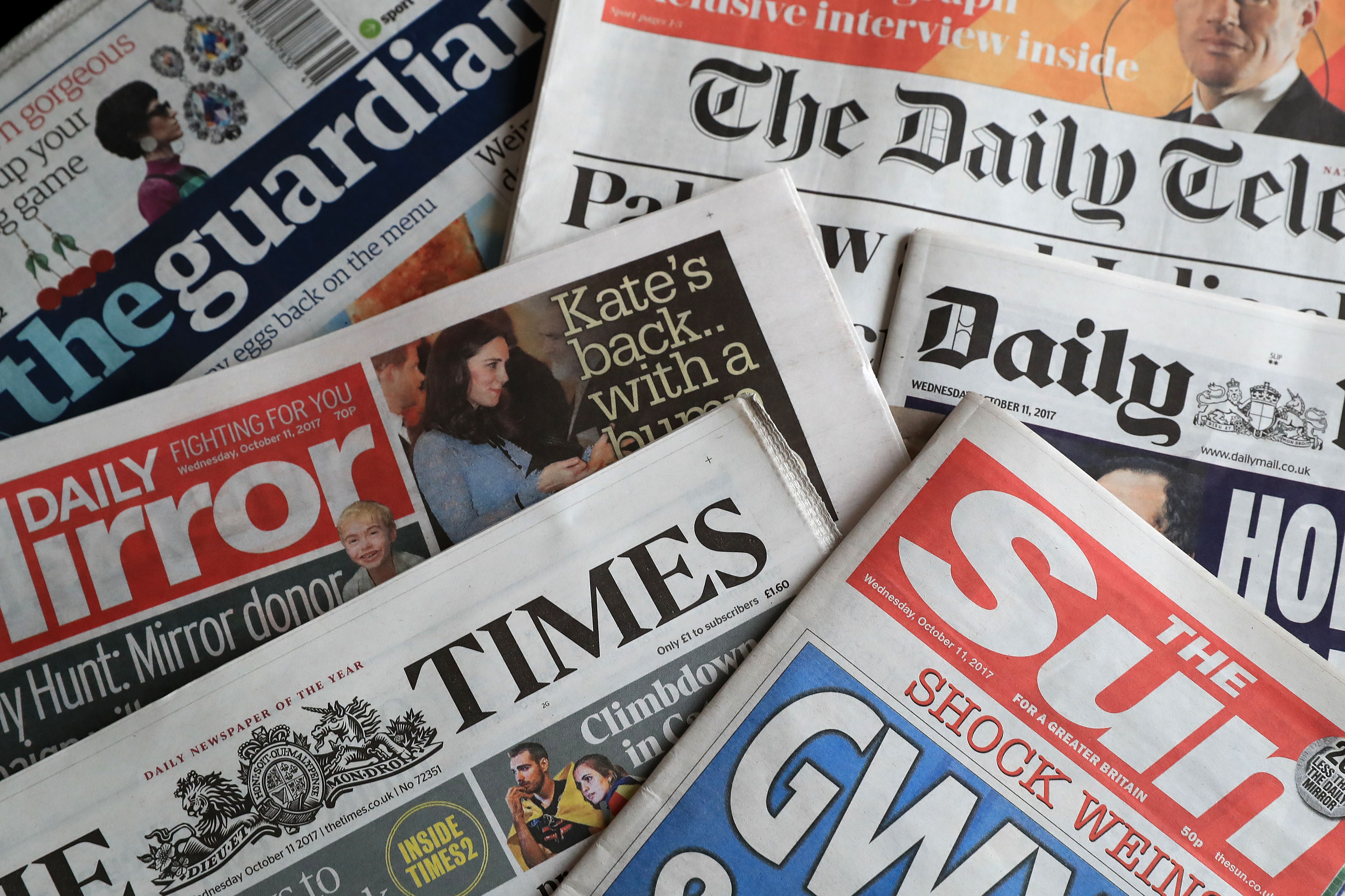 A collection of British newspapers (Peter Byrne/PA)