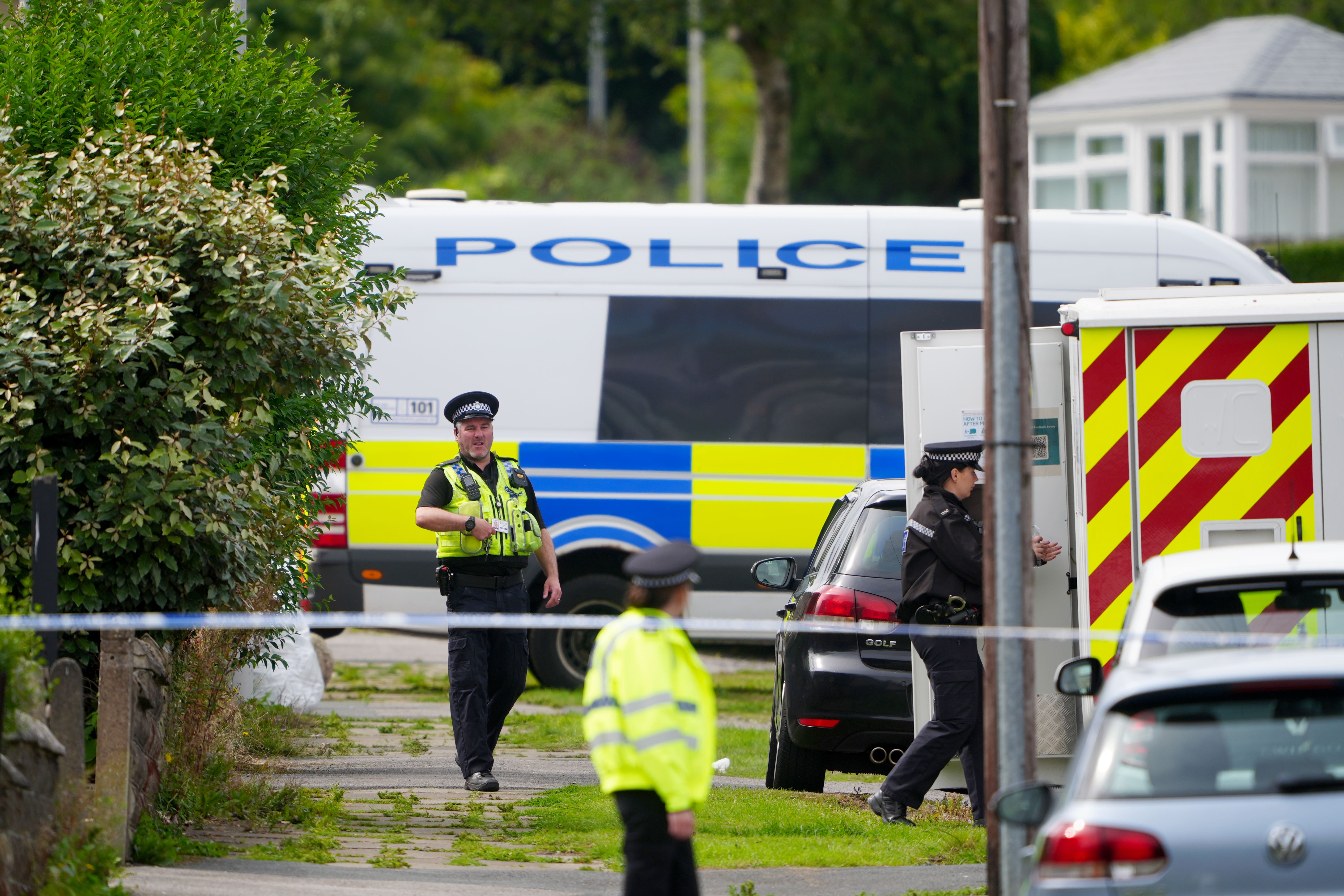 Emergency services in Bradford, following a house fire where four people, including three children, died on August 21 (Peter Byrne/PA)