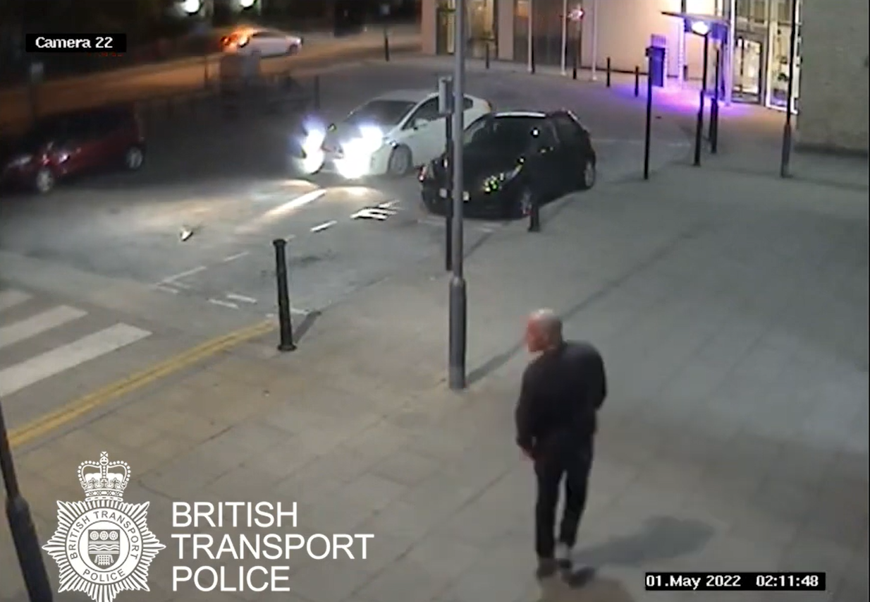 CCTV footage of Johnson leaving the scene after stabbing Ibrahim once in the stomach