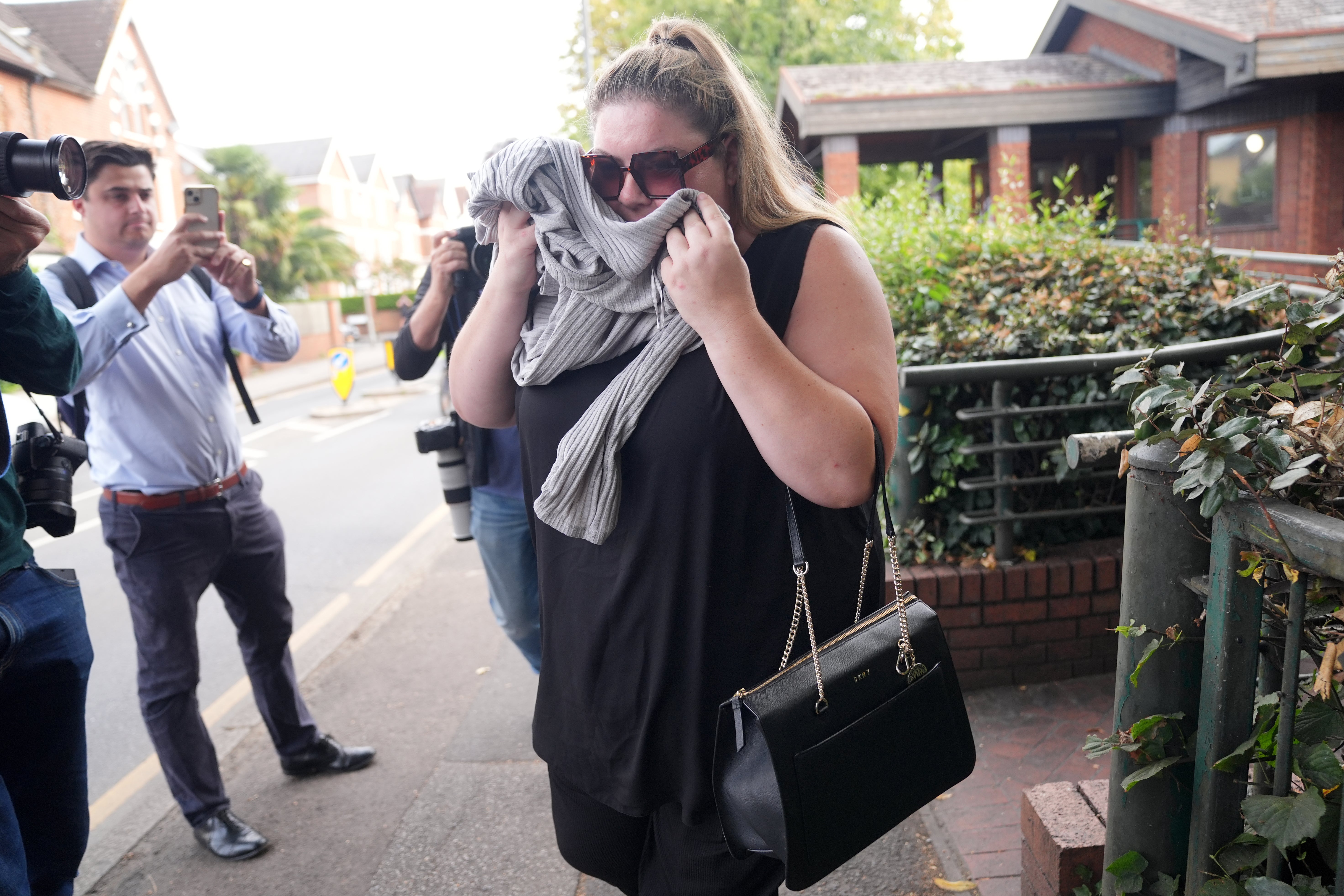 Hayley Jones leaving Wimbledon Magistrates’ Court, London