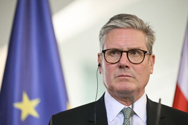 <p>Prime minister Keir Starmer at a joint press conference with German chancellor Olaf Scholz at the Chancellery in Berlin, during his visit to Germany and France</p>