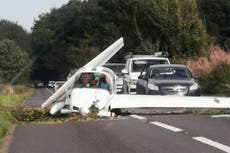 Pilots survive horror light aircraft crash as glider nosedives onto Cotswolds road