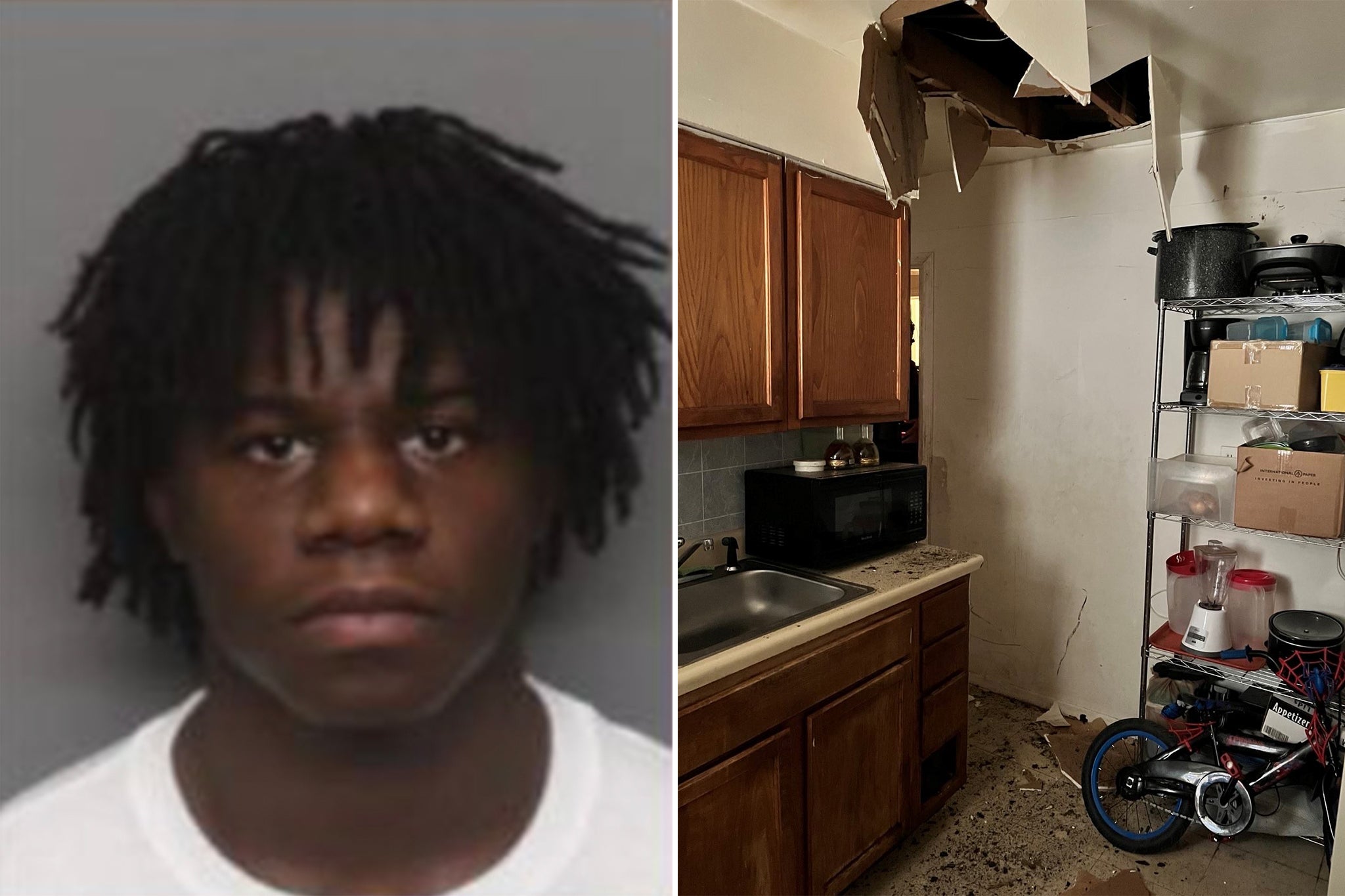 Murder suspect captured after falling through the ceiling of attic he was hiding in | The Independent