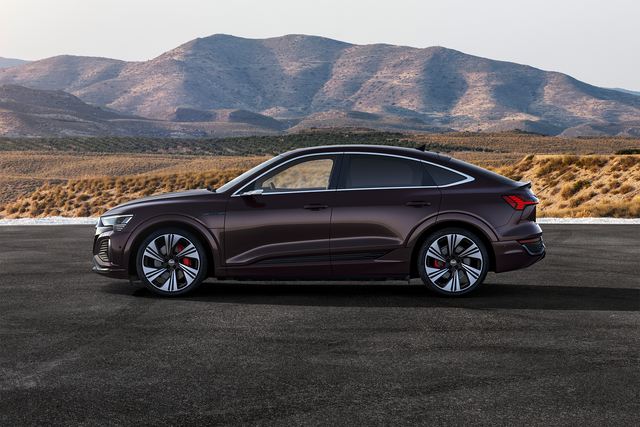 <p>The Audi Q8 Sportback 55 e-tron quattro in madeira brown metallic</p>