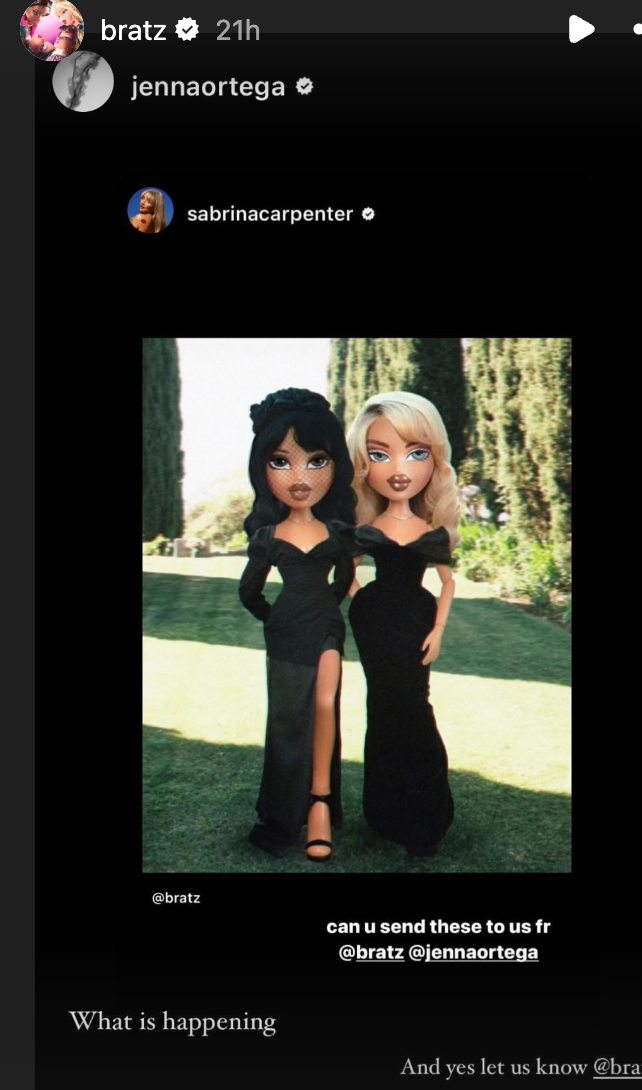 Carpenter and Ortega react to Bratz dolls based on them