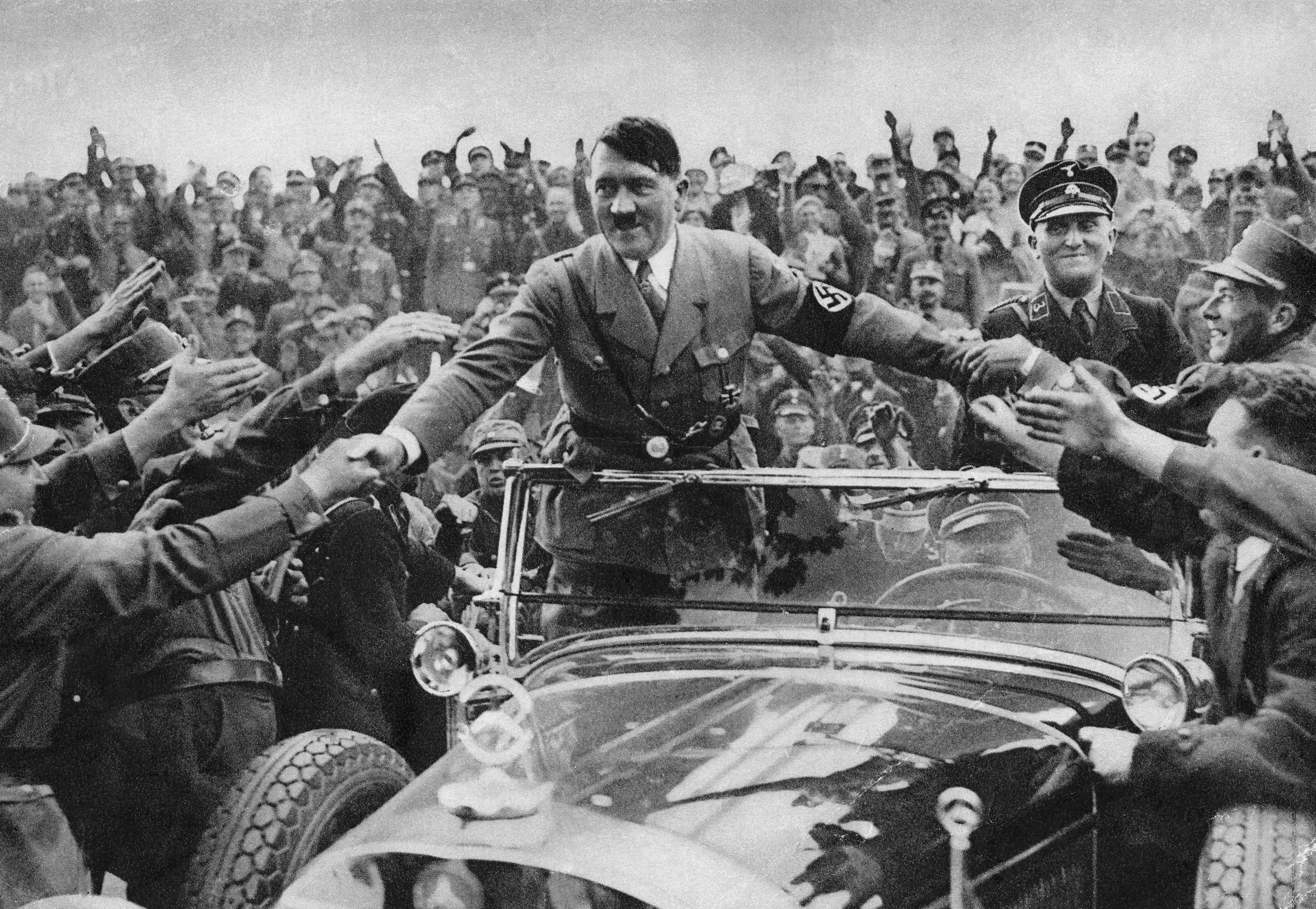 Hitler being welcomed by supporters at Nuremberg in 1939