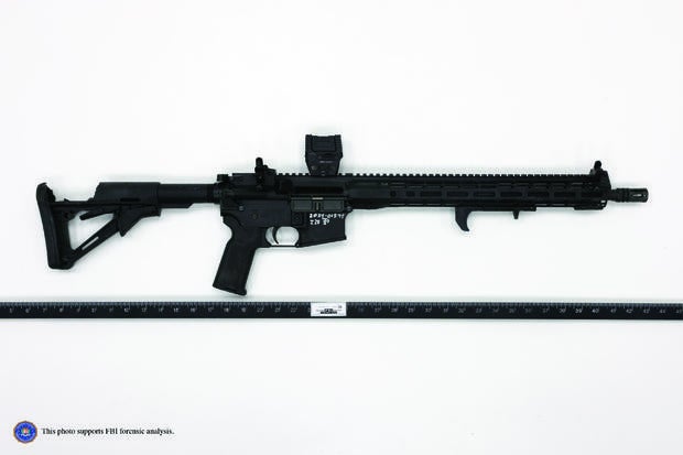 An image shared by the FBI on August 28 shows the AR-style rifle used by Thomas Matthew Crooks in the shooting that injured former President Donald Trump