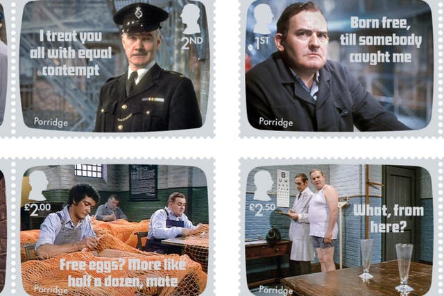 The porridge stamps feature memorable quotes and scenes from the sitcom (Royal Mail/PA)