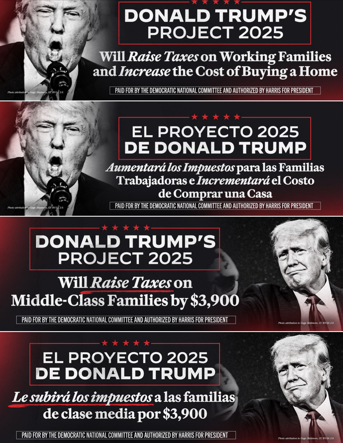 Democrats target Trump in Michigan and Wisconsin with posters pointing to tax increases under Project 2025