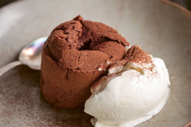 Chocolate pudding and mascarpone ice cream (Chris Terry/PA)