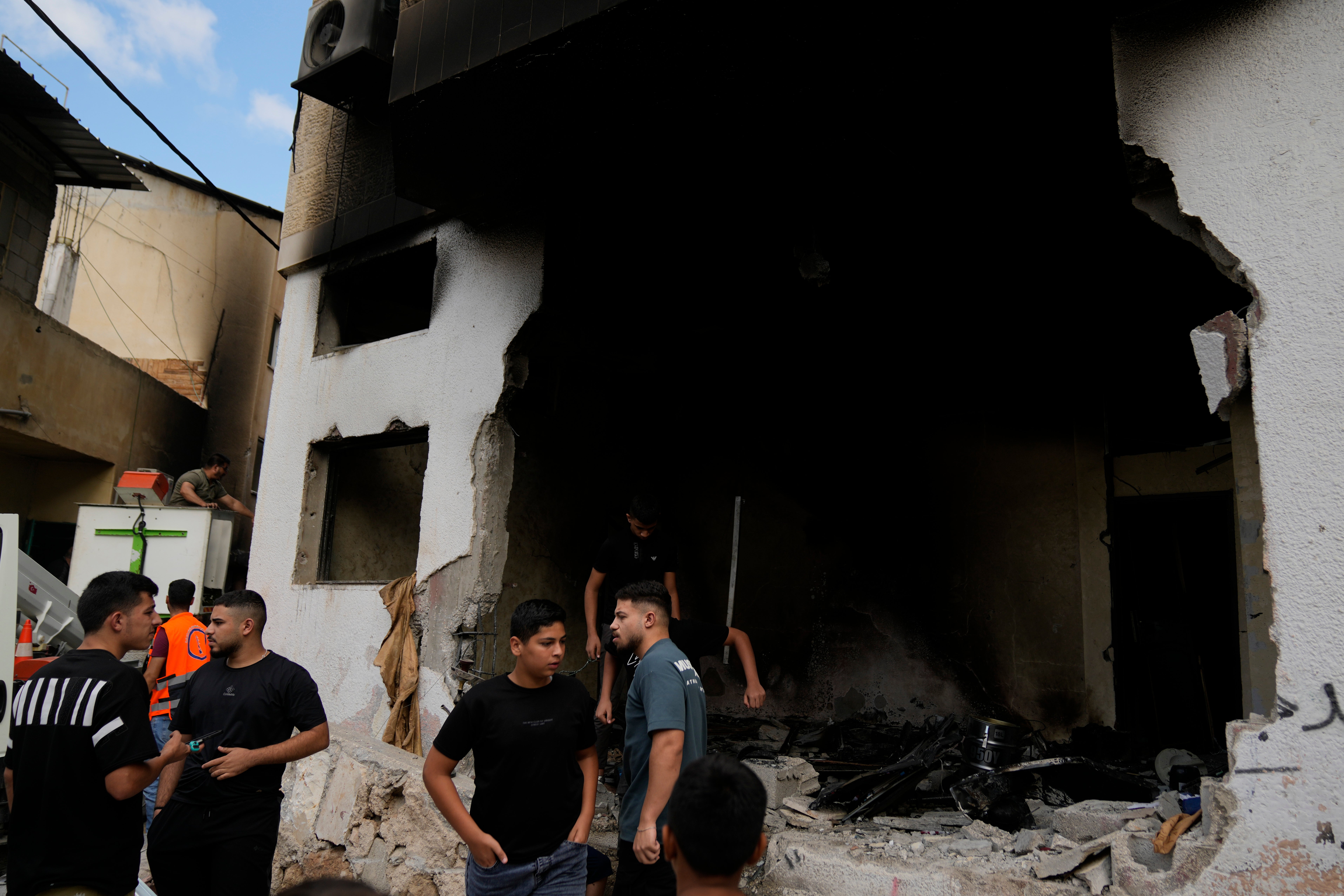 Heavily damaged mosque following an Israeli military operation in the West Bank