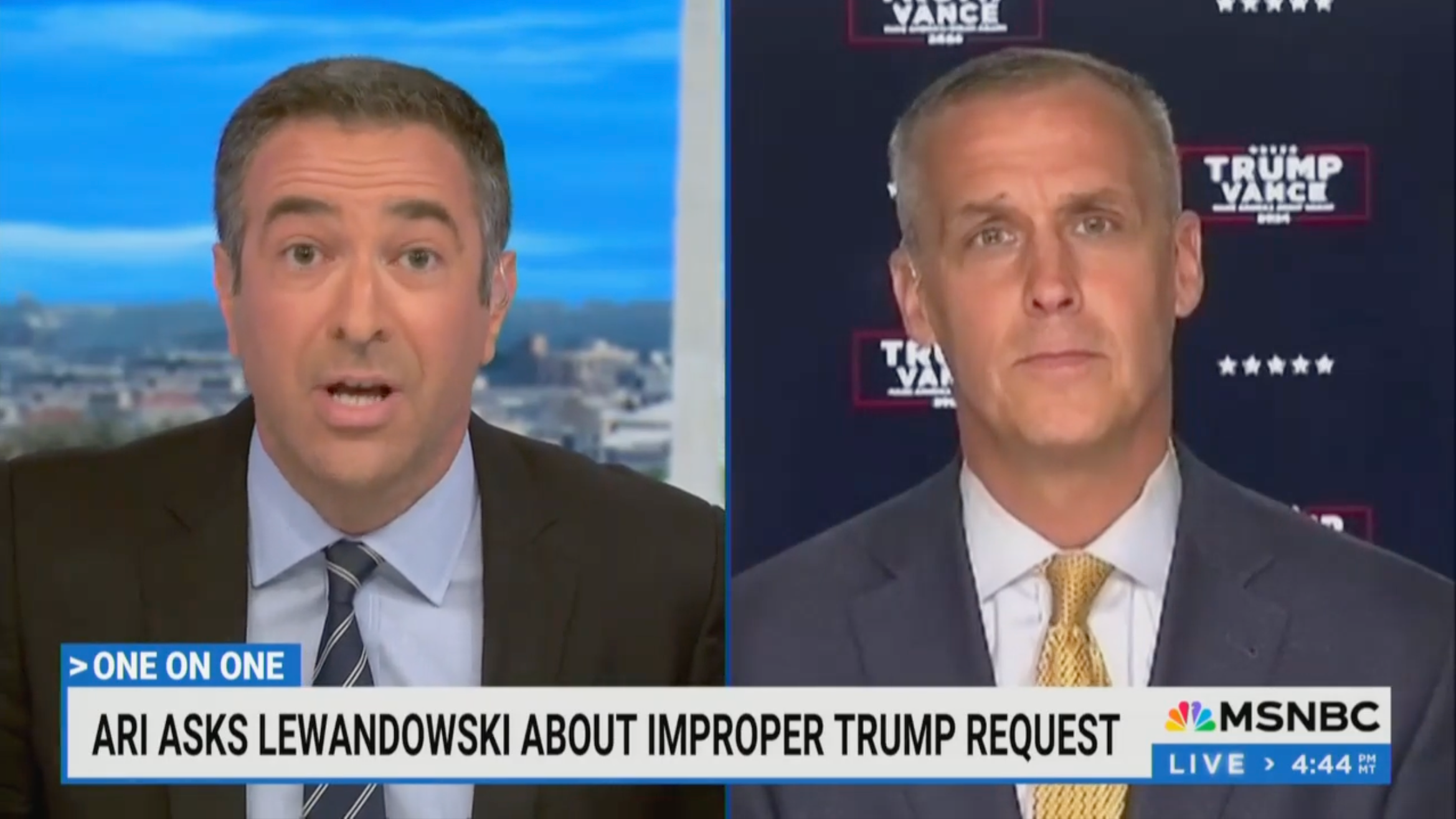 Ari Melber warns Trump campaign advisor Corey Lewandowski he ‘will be potentially in a defamation situation’ on Wednesday’s episode of The Beat