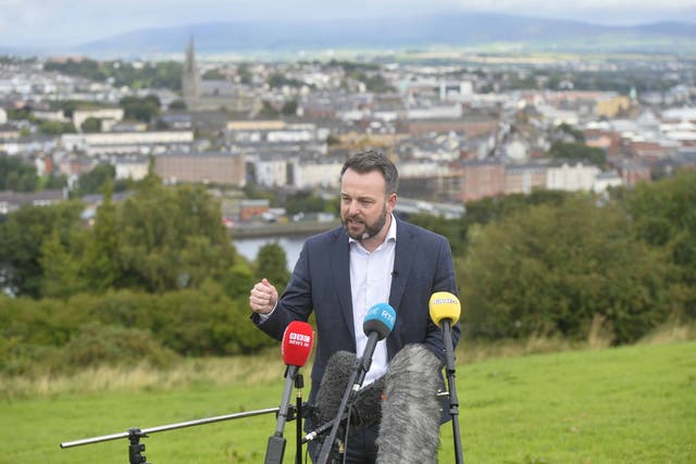 SDLP leader Colum Eastwood during a press conference where he announced his resignation as party leader (Mark Marlow/PA)