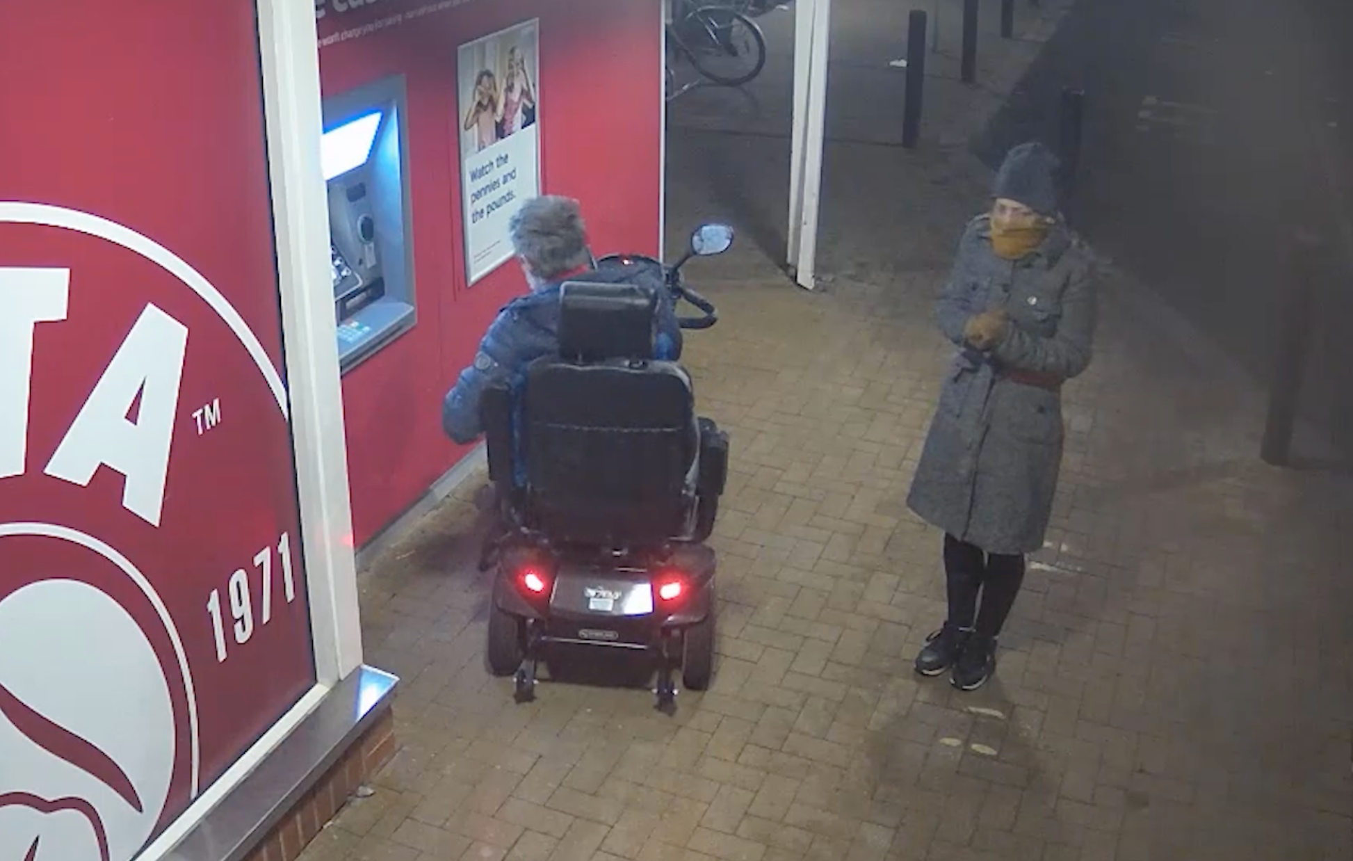 CCTV showed the father-of-two and the defendant riding together on the scooter as they arrived at the second cashpoint, at the Tesco superstore on Stratford Road, in Stroud, Gloucestershire