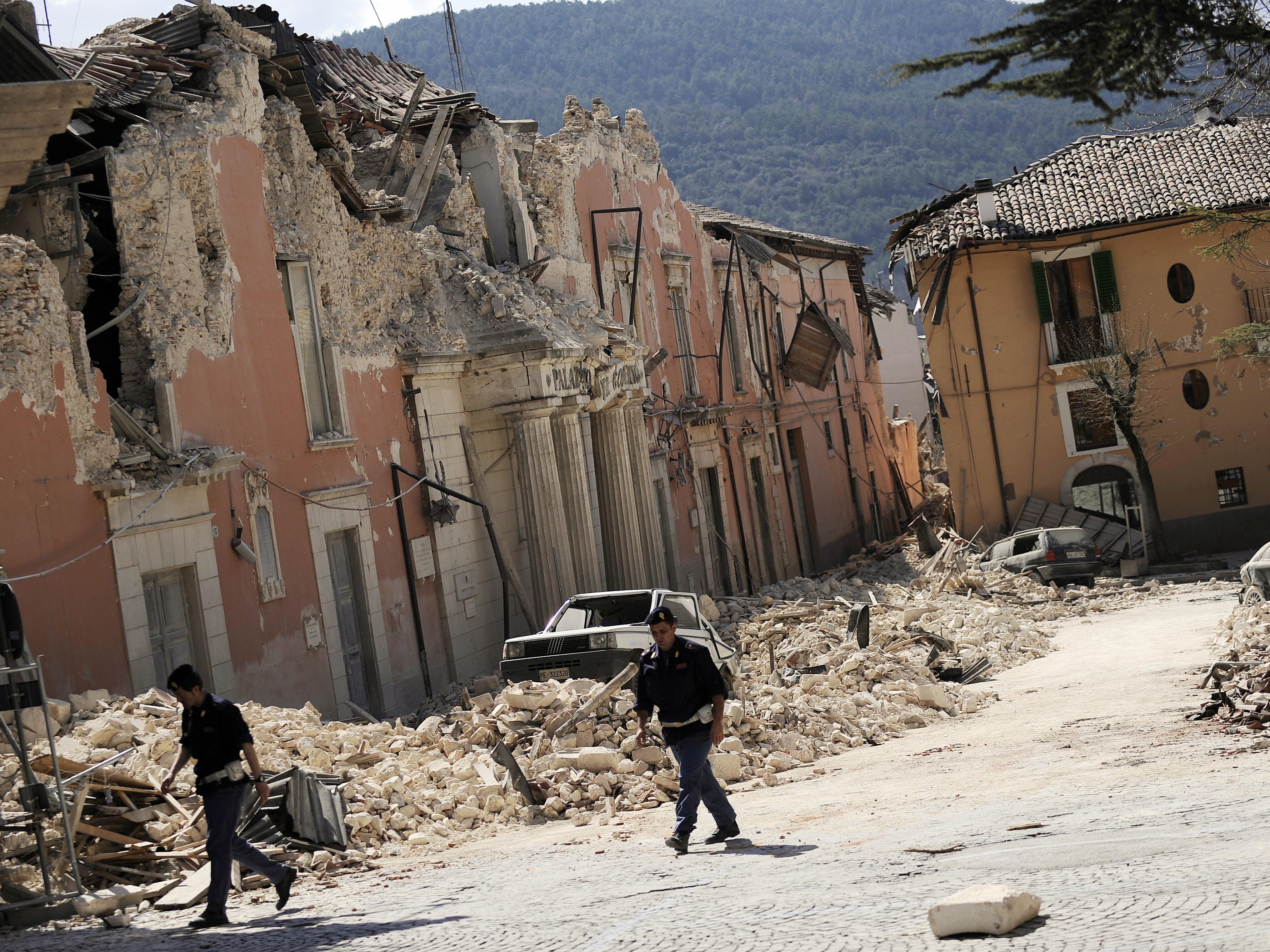 The aftermath of the 2009 L’aquila earthquake, which killed at least 300 people