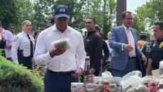 New York Mayor Eric Adams smells illegal cannabis moments before it’s destroyed