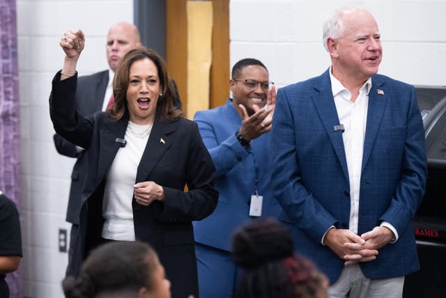 <p>Vice President Harris and Minnesota Governor Tim Walz will barnstorm across a group of swing states this week </p>