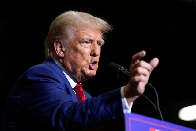 <p>Donald Trump, pictured on Thursday speaking to supporters in Michigan, said that Florida’s six-week abortion ban is ‘too short’ </p>