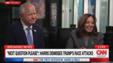 In first interview as candidate, Harris plays normal foil to ‘weird’ Trump