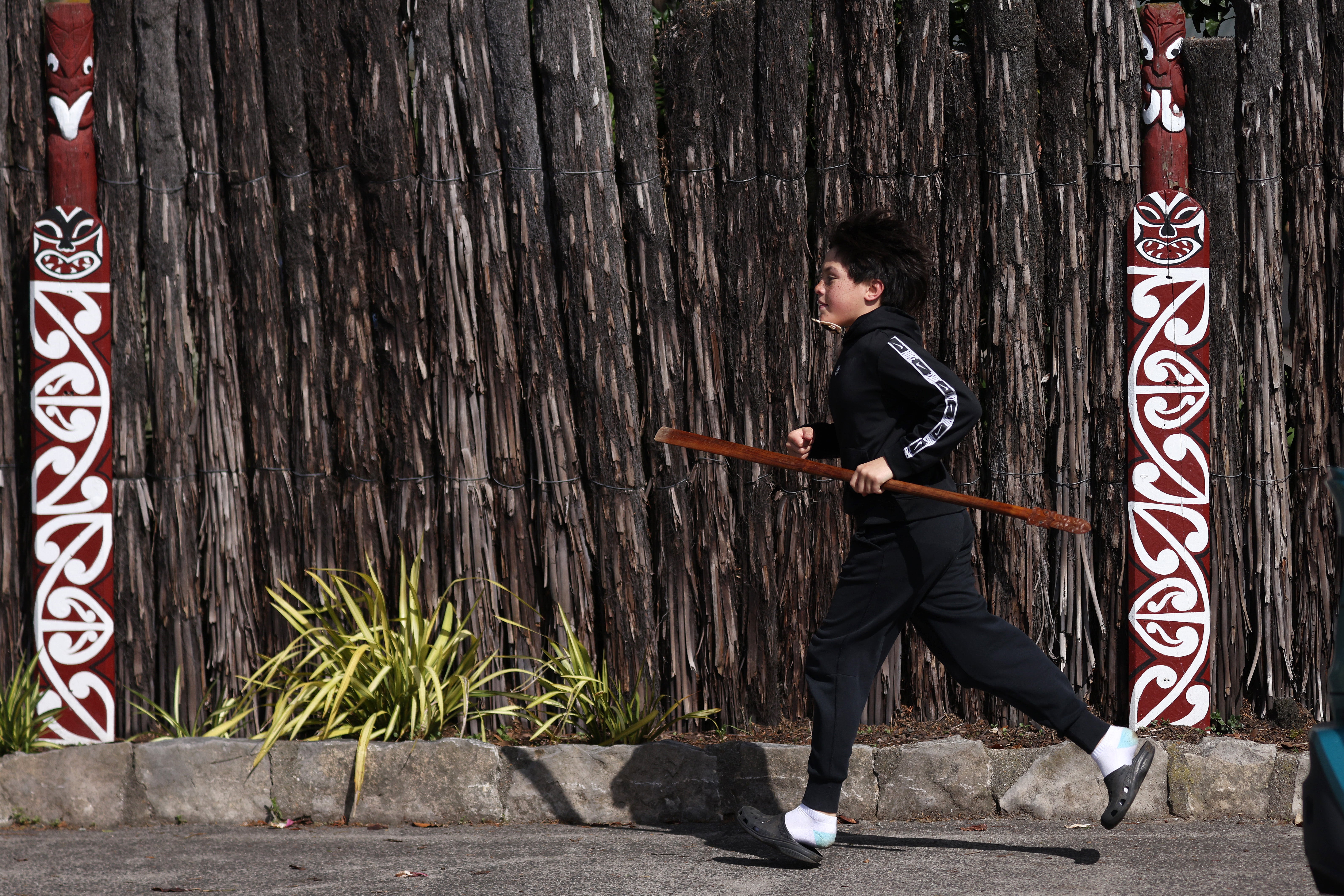 Mourners arrive at the Turangawaewae Marae in Hamilton, New Zealand