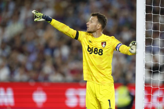 Arsenal are set to sign Bournemouth goalkeeper Neto on a season-long loan deal (Nigel French/PA)