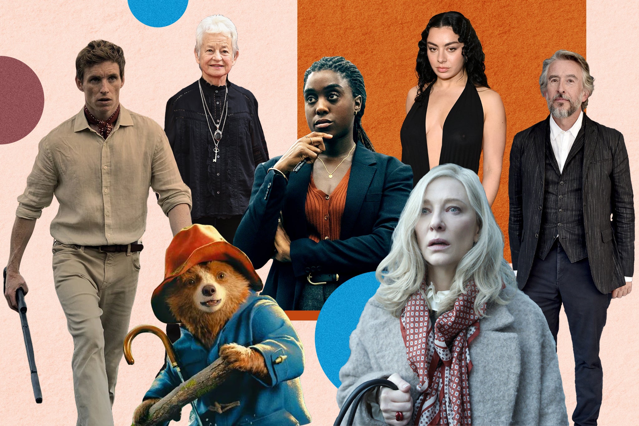 Clockwise from L-R: Eddie Redmayne, Jacqueline Wilson, Lashana Lynch, Charli XCX, Steve Coogan, Cate Blanchett and Paddington Bear are all lighting up autumn’s culture-sphere