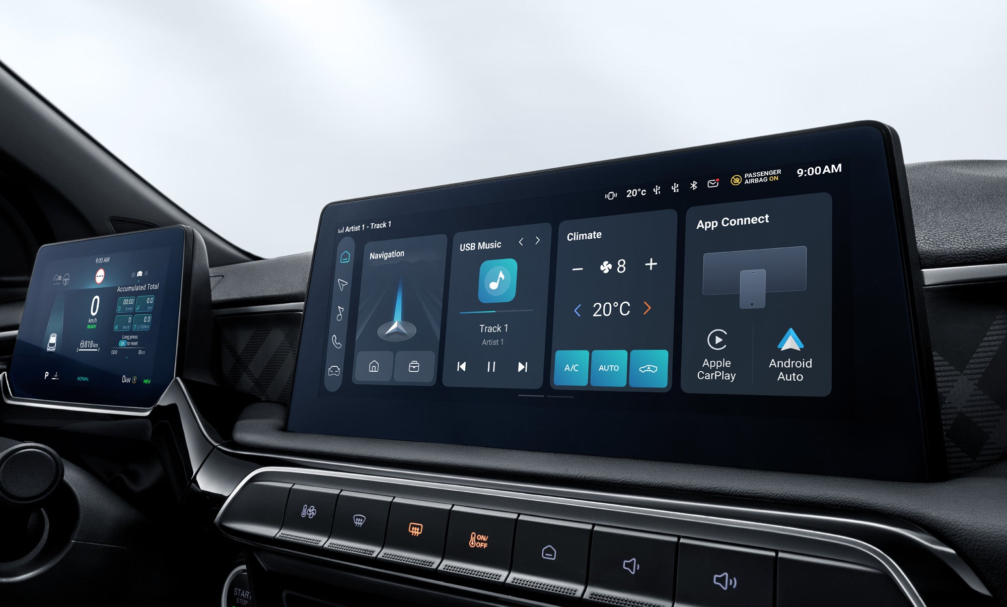 The HD touchscreen provides instant access to sat nav, your music and DAB radio stations