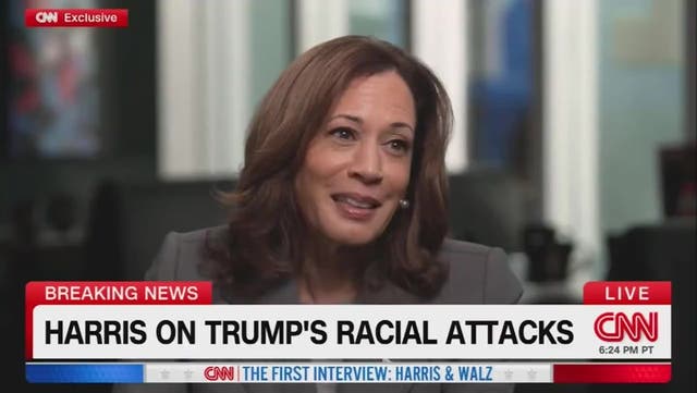 <p>Kamala Harris’s three-word response to Donald Trump’s racist attacks.</p>