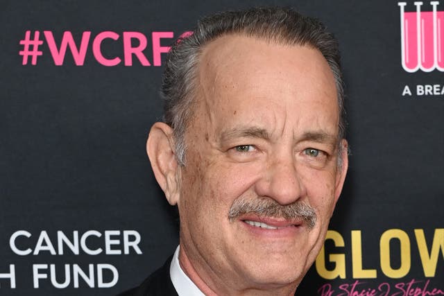 <p>Tom Hanks attends a benefit for the Women’s Cancer Research Fund in Beverly Hills in April 2024</p>