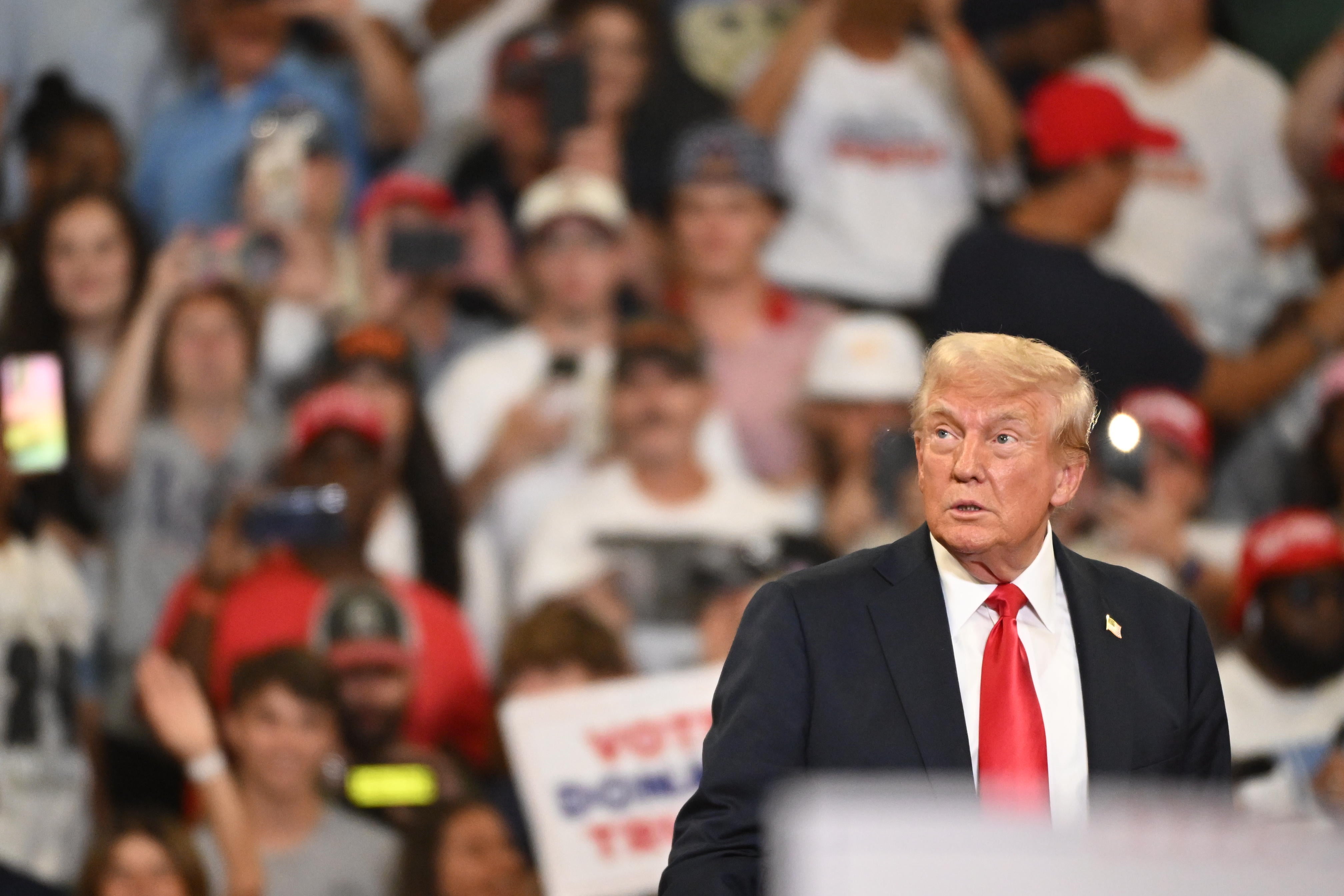 Donald Trump speaks to supporters in Atlanta on August 3