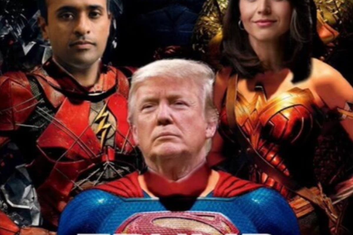 Trump posts photoshopped image of himself, Vance, RFK Jr, Musk and Gabbard as superheroes