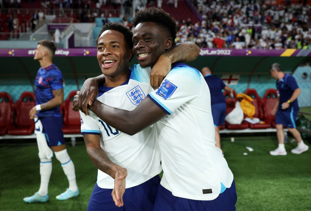 Sterling unites with England team-mate Bukayo Saka at Arsenal