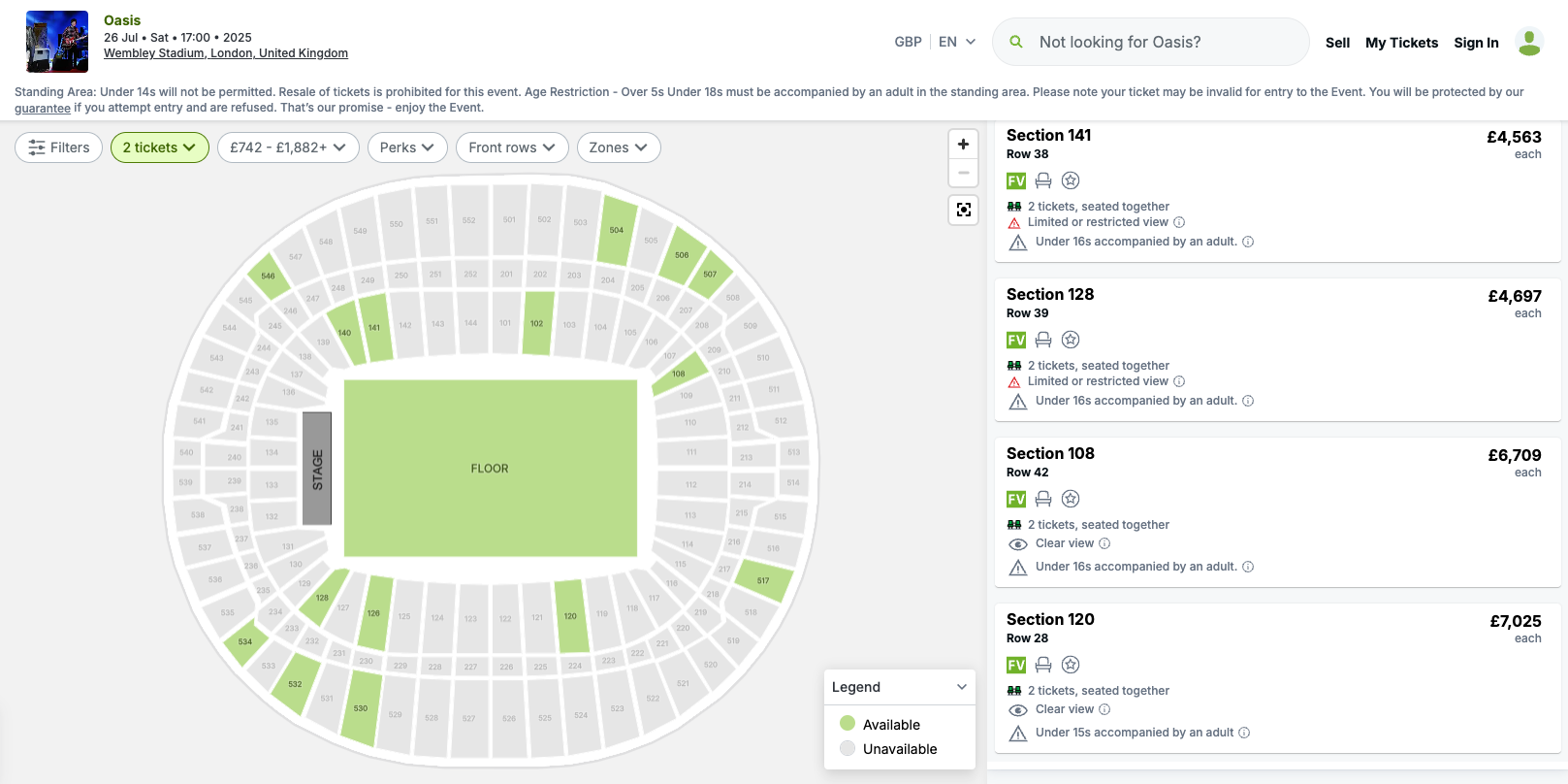 Oasis tickets sold for a whopping £7,025 each on Viagogo