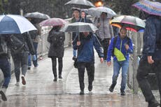 Thunderstorms and heavy showers could bring flooding on Sunday