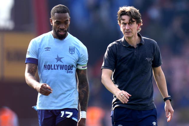 Brentford manager Thomas Frank (right) and Ivan Toney have shared an emotional journey with Brentford (PA)