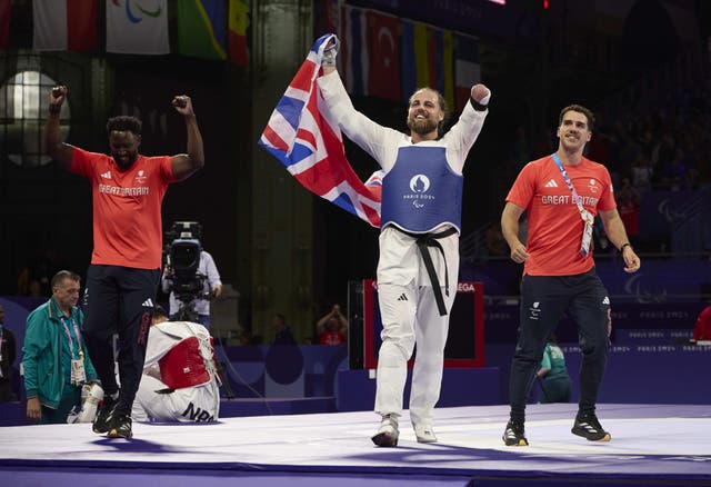 <p>Matt Bush celebrates gold in Paris (ParalympicsGB/PA)</p>