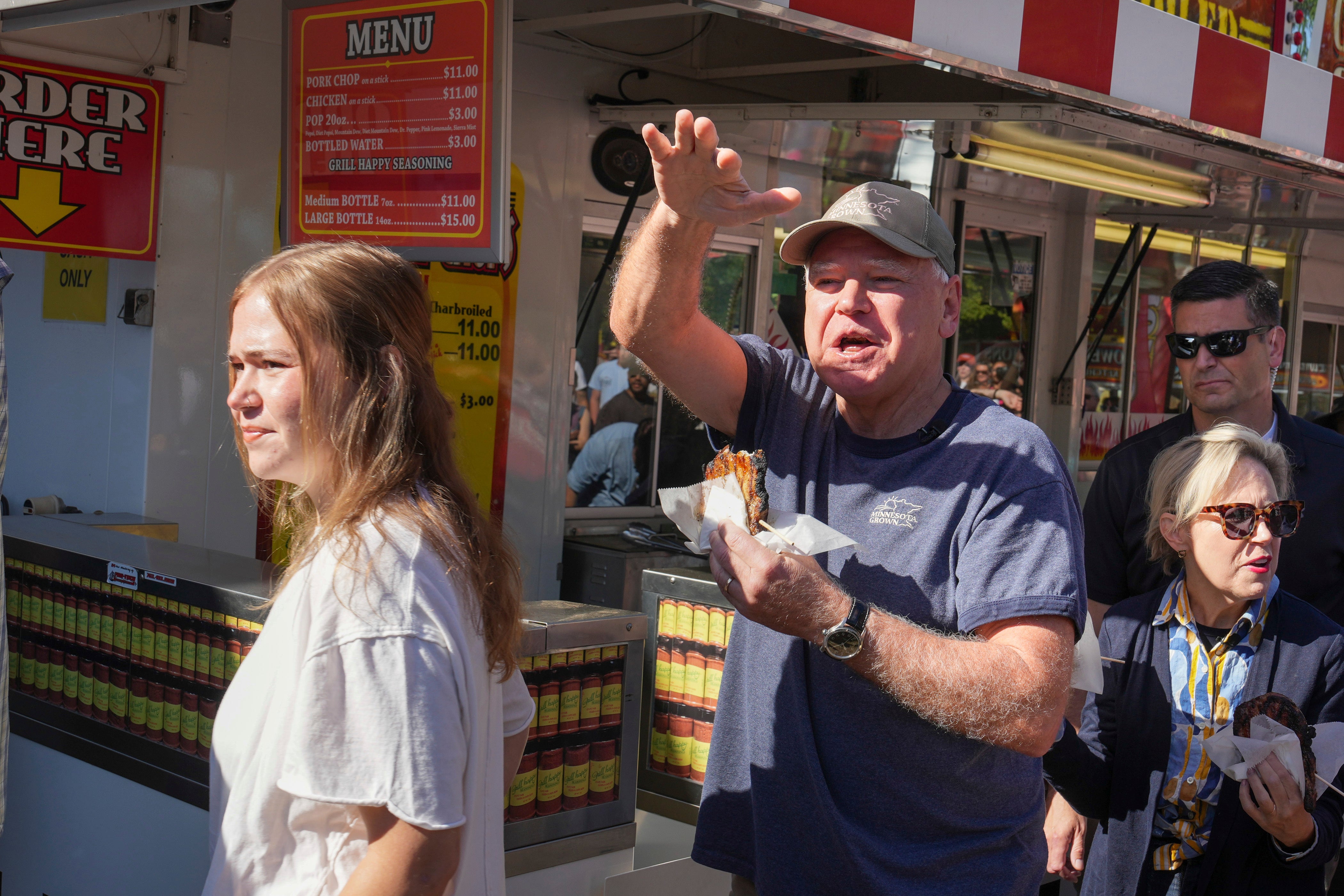 Democratic vice presidential candidate Minnesota Gov. Tim Walz visits the Minnesota State Fair Sunday, Sept. 1, 2024 in Falcon Heights, Minn.