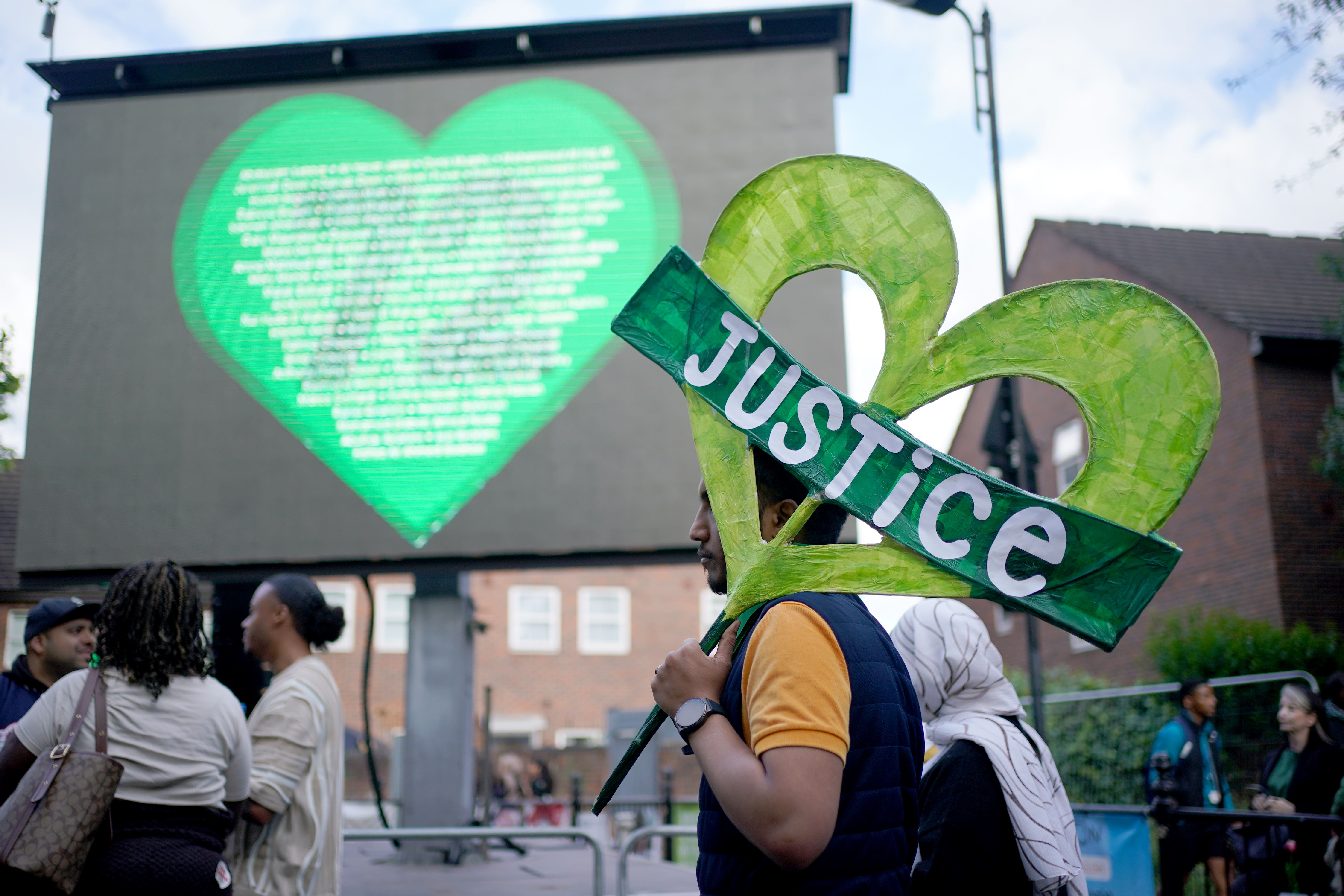 There can be no justice without people being jailed, the aunt of a child killed in the Grenfell Tower fire has said (Yui Mok/PA)