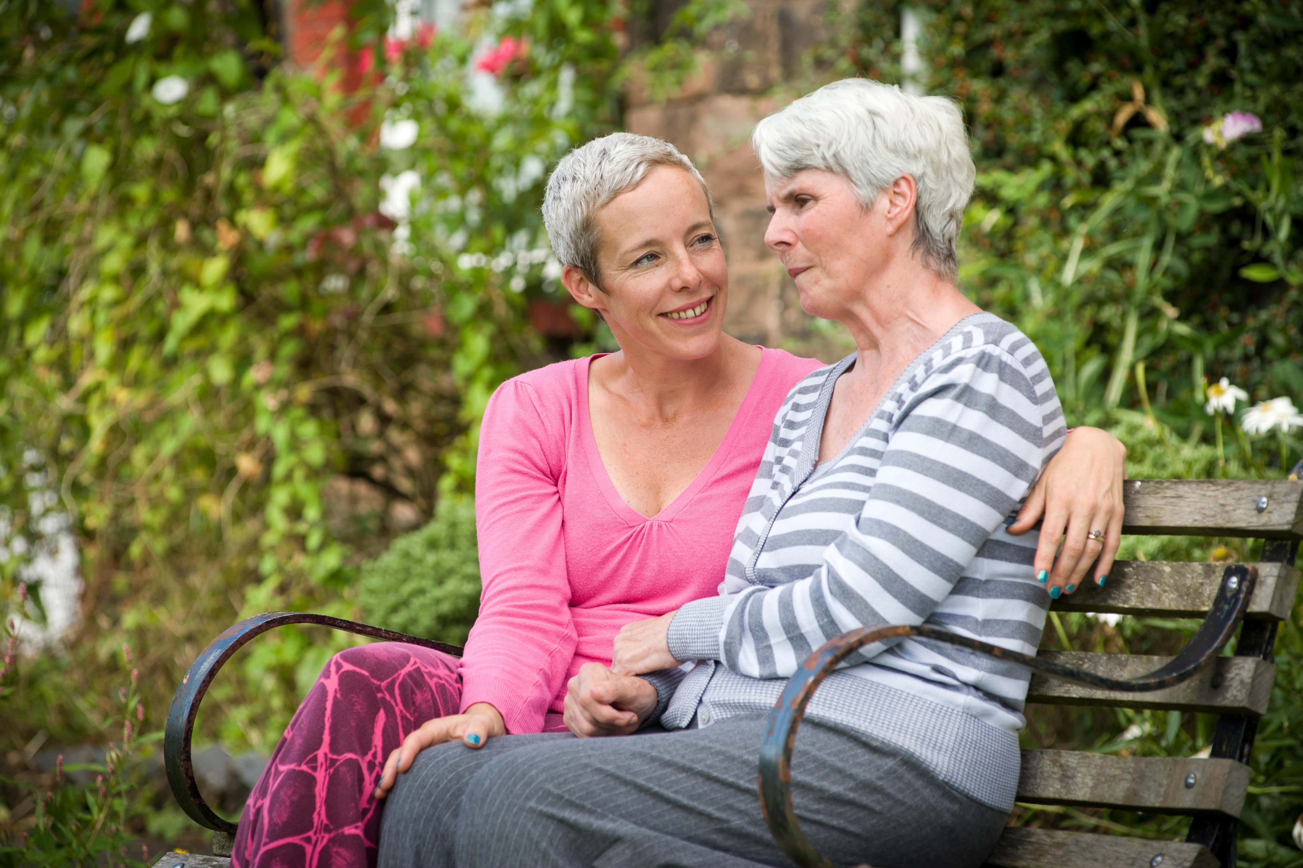 A daughter looking after her mother who is suffering from Alzheimer’s