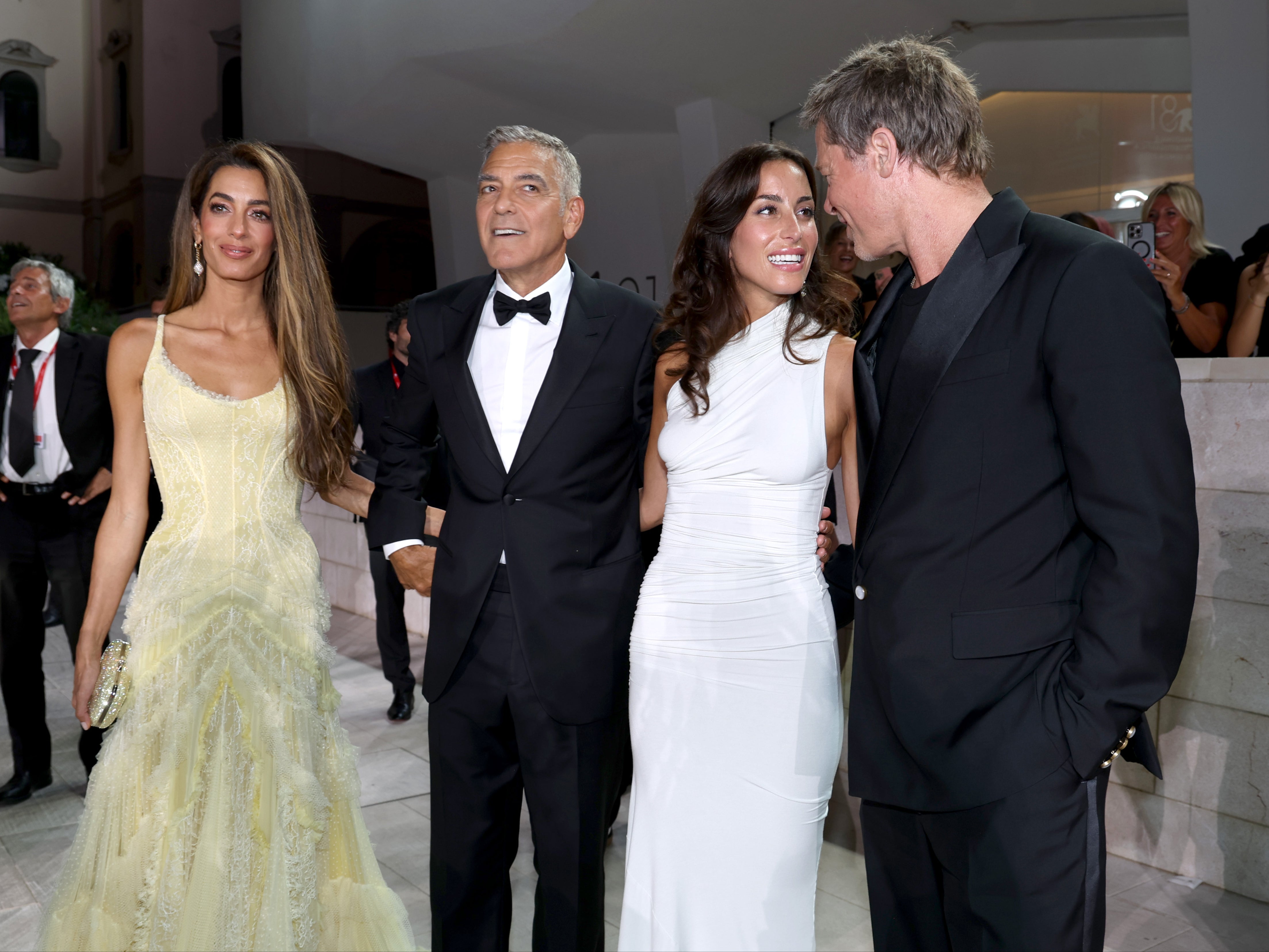 They were joined by George and Amal Clooney