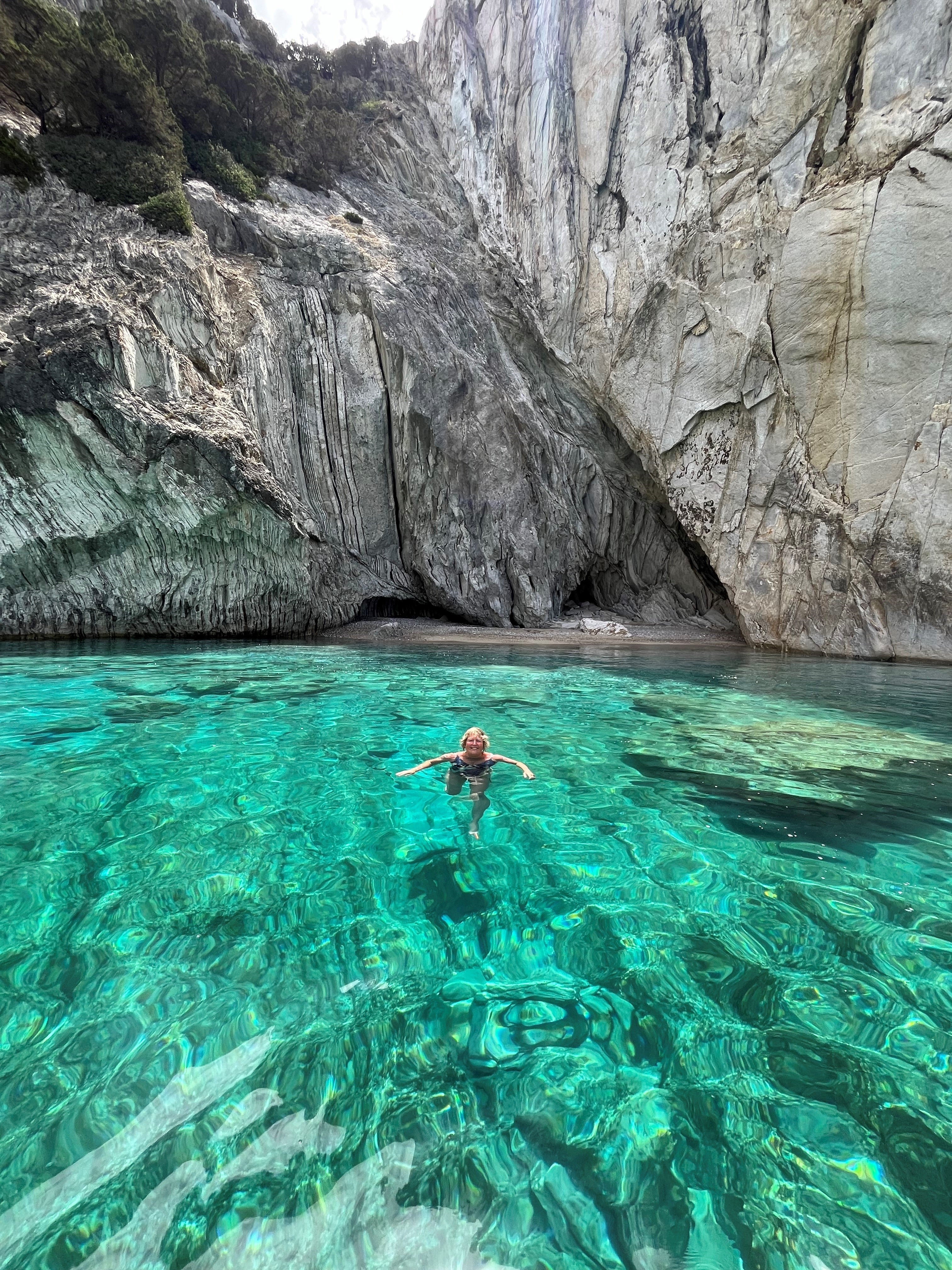  The writer swimming from a boat off Meganisi