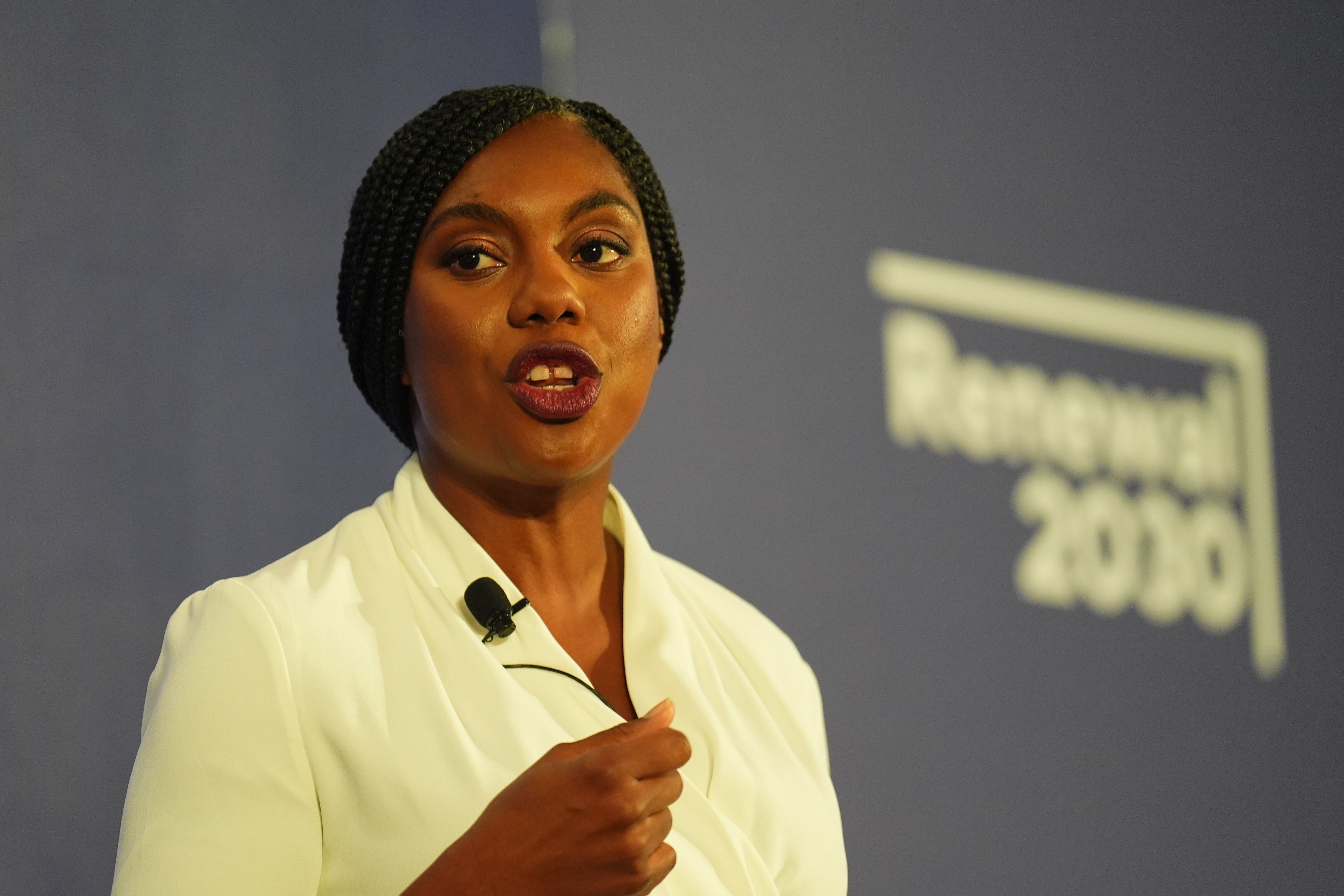 Kemi Badenoch speaking at a Conservative Party leadership campaign event at IET London (James Manning/PA)