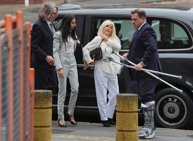 <p>Samantha Fox arriving at Uxbridge Magistrates’ Court
</p>