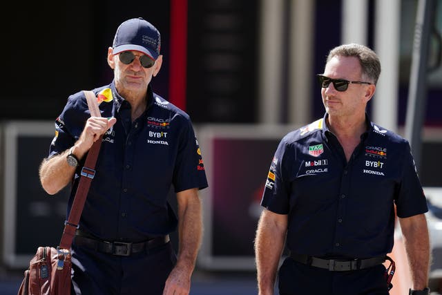 Adrian Newey (left) pictured with Red Bull team principal Christian Horner (David Davies/PA)