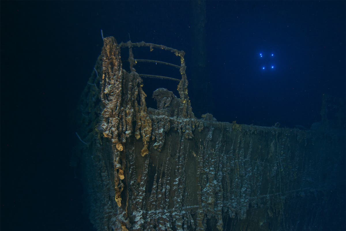 Titanic’s bow disappearing into the sea in startling new images