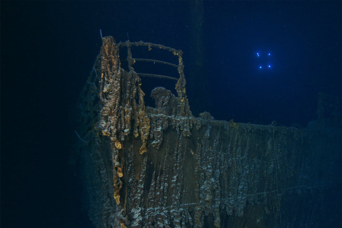 Titanic’s bow disappearing into the sea as startling new images reveal doomed ship’s slow decay